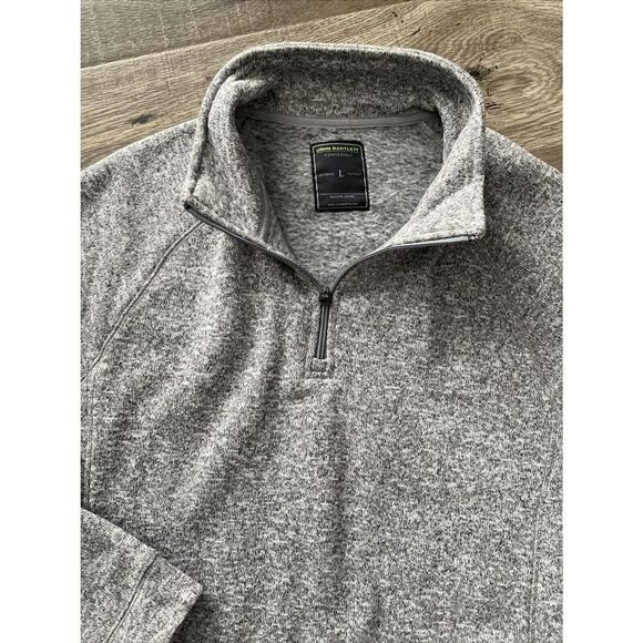 Mens John Bartlett Consensus Sweater Quarter Zip Gray Brushed Fleece Size L - Picture 1 of 5